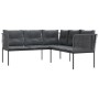 L-shaped garden sofa with black steel and textilene cushions by , Outdoor sofas - Ref: Foro24-4008111, Price: 295,83 €, Disco...