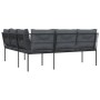 L-shaped garden sofa with black steel and textilene cushions by , Outdoor sofas - Ref: Foro24-4008111, Price: 295,83 €, Disco...