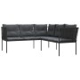 L-shaped garden sofa with black steel and textilene cushions by , Outdoor sofas - Ref: Foro24-4008107, Price: 280,41 €, Disco...