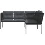 L-shaped garden sofa with black steel and textilene cushions by , Outdoor sofas - Ref: Foro24-4008107, Price: 280,41 €, Disco...