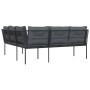 L-shaped garden sofa with black steel and textilene cushions by , Outdoor sofas - Ref: Foro24-4008107, Price: 280,99 €, Disco...