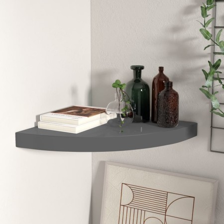 Glossy gray MDF corner floating shelf 35x35x3.8 cm by vidaXL, Shelves and shelves - Ref: Foro24-323913, Price: 30,25 €, Disco...