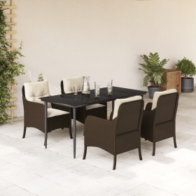 Set comedor de jardín 5 piezas y cojines ratán sintético marrón de , Conjuntos de jardín - Ref: Foro24-3211937, Precio: 514,9...