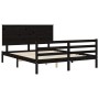 Estructura cama de matrimonio con cabecero madera maciza negro de vidaXL, Camas y somieres - Ref: Foro24-3195230, Precio: 177...