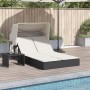 Double sun lounger with canopy and black synthetic rattan cushions by , Loungers - Ref: Foro24-368637, Price: 288,99 €, Disco...