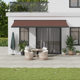 Manual retractable brown awning 500x300 cm by , Awnings - Ref: Foro24-3215727, Price: 626,99 €, Discount: %