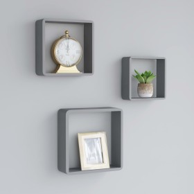 3 gray MDF wall cube shelves by vidaXL, Shelves and shelves - Ref: Foro24-323954, Price: 38,38 €, Discount: %