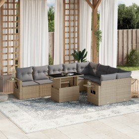 Garden sofa set with beige cushions, 10 pieces, synthetic rattan by , Garden sets - Ref: Foro24-3268129, Price: 702,44 €, Dis...