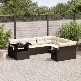 Garden sofa set 10 pieces and brown synthetic rattan cushions by , Garden sets - Ref: Foro24-3268143, Price: 703,99 €, Discou...