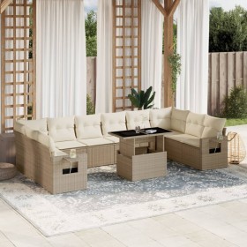 Gartensofa-Set 11-teilig mit beigen Polstern aus synthetischem Rattan von , Gartensets - Ref: Foro24-3268148, Preis: 874,99 €...