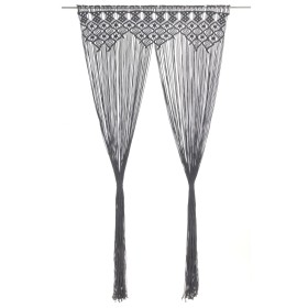 Anthracite gray cotton macrame curtain 140x240 cm by vidaXL, Curtains and curtains - Ref: Foro24-323995, Price: 55,99 €, Disc...