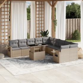 Gartensofa-Set 11-teilig mit beigen Polstern aus synthetischem Rattan von , Gartensets - Ref: Foro24-3268169, Preis: 831,60 €...