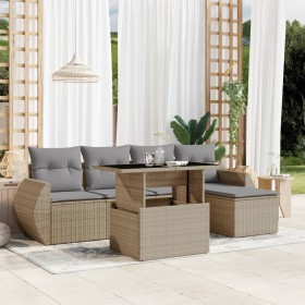 Gartensofa-Set mit 6-teiligen Kissen aus synthetischem Rattan in Beige. von , Gartensets - Ref: Foro24-3268499, Preis: 444,70...