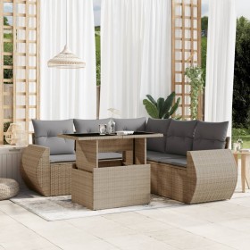 Garden sofa set with 6-piece synthetic rattan beige cushions by , Garden sets - Ref: Foro24-3268529, Price: 482,99 €, Discoun...