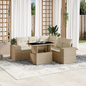 Gartensofa-Set mit 6-teiligen Kissen aus synthetischem Rattan in Beige. von , Gartensets - Ref: Foro24-3269158, Preis: 575,99...