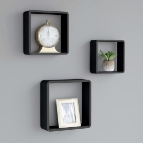 Cube wall shelves 3 units black MDF by vidaXL, Shelves and shelves - Ref: Foro24-323953, Price: 38,71 €, Discount: %