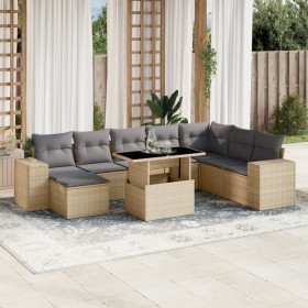 Gartensofa-Set, 9-teilig, mit Kissen, aus synthetischem Rattan in Beige. von , Gartensets - Ref: Foro24-3269359, Preis: 679,7...