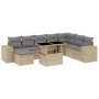 Gartensofa-Set, 9-teilig, mit Kissen, aus synthetischem Rattan in Beige. von , Gartensets - Ref: Foro24-3269359, Preis: 672,7...