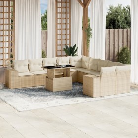 Set de sofás de jardín 11pzas con cojines ratán sintético beige de , Conjuntos de jardín - Ref: Foro24-3269428, Precio: 905,0...