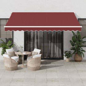 Toldo retráctil manual con luces LED burdeos 400x350 cm de , Toldos - Ref: Foro24-3214983, Precio: 372,16 €, Descuento: %