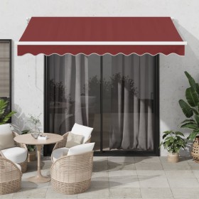 Toldo retráctil manual con luces LED burdeos 300x250 cm de , Toldos - Ref: Foro24-3214969, Precio: 268,58 €, Descuento: %