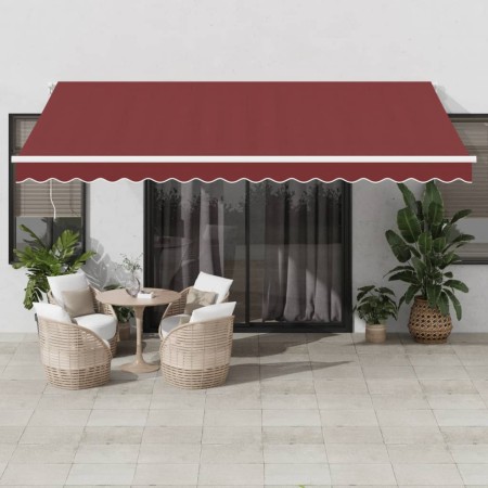 Toldo retráctil manual con luces LED burdeos 450x300 cm de , Toldos - Ref: Foro24-3214976, Precio: 371,94 €, Descuento: %