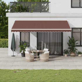 Toldo retráctil automático con luces LED marrón 500x300 cm de , Toldos - Ref: Foro24-3215384, Precio: 678,59 €, Descuento: %