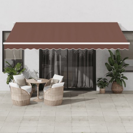 Manual retractable awning with LED lights brown 450x350 cm by , Awnings - Ref: Foro24-3215392, Price: 381,57 €, Discount: %