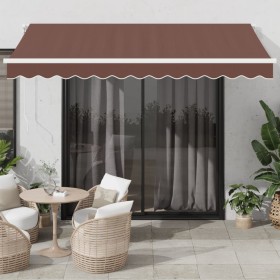 Toldo retráctil automático con luces LED marrón 350x250 cm de , Toldos - Ref: Foro24-3215378, Precio: 496,12 €, Descuento: %