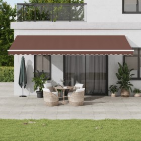 Toldo retráctil automático con luces LED marrón 600x300 cm de , Toldos - Ref: Foro24-3215386, Precio: 792,33 €, Descuento: %