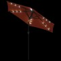 Garden umbrella with LED lights, steel pole, terracotta color, 225x225x212 cm. by , Umbrellas - Ref: Foro24-4005071, Price: 7...