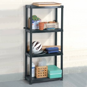 Storage shelf 4 levels black plastic 61x30.5x130 cm by vidaXL, Industrial shelving - Ref: Foro24-147683, Price: 40,92 €, Disc...