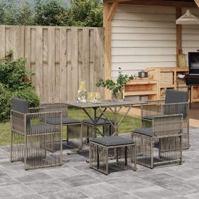 Garten-Essgruppe, 7-teilig, mit grauen Polstern aus synthetischem Rattan. von , Gartensets - Ref: Foro24-369011, Preis: 339,9...