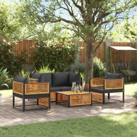 Garden sofa set with 5 pieces, solid acacia wood, and cushions. by , Garden sets - Ref: Foro24-3214890, Price: 671,99 €, Disc...