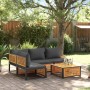 Garden sofa set with 5 pieces, solid acacia wood, and cushions. by , Garden sets - Ref: Foro24-3214901, Price: 603,68 €, Disc...