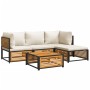 Garden sofa set with 5 pieces, solid acacia wood, and cushions. by , Garden sets - Ref: Foro24-3214908, Price: 590,92 €, Disc...