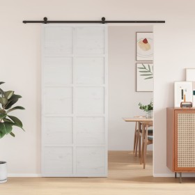 Solid white pine barn door 90x208 cm by , Doors - Ref: Foro24-850642, Price: 123,47 €, Discount: %