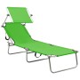 Folding sun lounger with apple green steel canopy by vidaXL, Loungers - Ref: Foro24-310325, Price: 65,74 €, Discount: %