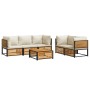 Garden sofa set with 6 pieces, solid acacia wood, and cushions. by , Garden sets - Ref: Foro24-3214920, Price: 789,02 €, Disc...