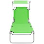 Folding sun lounger with apple green steel canopy by vidaXL, Loungers - Ref: Foro24-310325, Price: 65,74 €, Discount: %