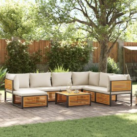 Gartensofa-Set mit 8-teiligen massiven Akazienholz-Kissen. von , Gartensets - Ref: Foro24-3214922, Preis: 1,00 €, Rabatt: %