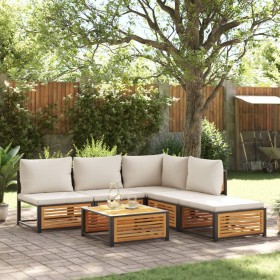 Garden sofa set with 6 pieces, solid acacia wood, and cushions. by , Garden sets - Ref: Foro24-3214929, Price: 680,84 €, Disc...