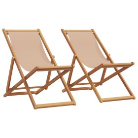 Folding beach chairs, 2 units, taupe fabric and solid wood by , Garden chairs - Ref: Foro24-3214499, Price: 97,99 €, Discount: %