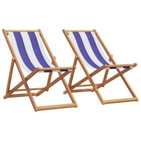 Sillas de playa plegables 2 uds tela madera maciza azul blanco de , Sillas de jardín - Ref: Foro24-3214501, Precio: 98,99 €, ...