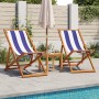 Folding beach chairs 2 pcs solid wood fabric blue white by , Garden chairs - Ref: Foro24-3214501, Price: 122,15 €, Discount: %