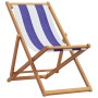 Folding beach chairs 2 pcs solid wood fabric blue white by , Garden chairs - Ref: Foro24-3214501, Price: 122,15 €, Discount: %