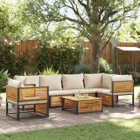 Garden sofa set with 7 pieces, solid acacia wood, and cushions. by , Garden sets - Ref: Foro24-3214915, Price: 958,99 €, Disc...