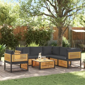 Gartensofagarnitur mit 7-teiligen Kissen aus massivem Akazienholz. von , Gartensets - Ref: Foro24-3214884, Preis: 966,38 €, R...