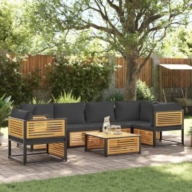 Garden sofa set with 7 pieces, solid acacia wood, and cushions. by , Garden sets - Ref: Foro24-3214886, Price: 965,14 €, Disc...