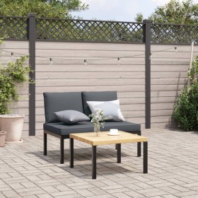 Banco de jardín con cojines aluminio negro de , Bancos de jardín - Ref: Foro24-4008570, Precio: 143,99 €, Descuento: %